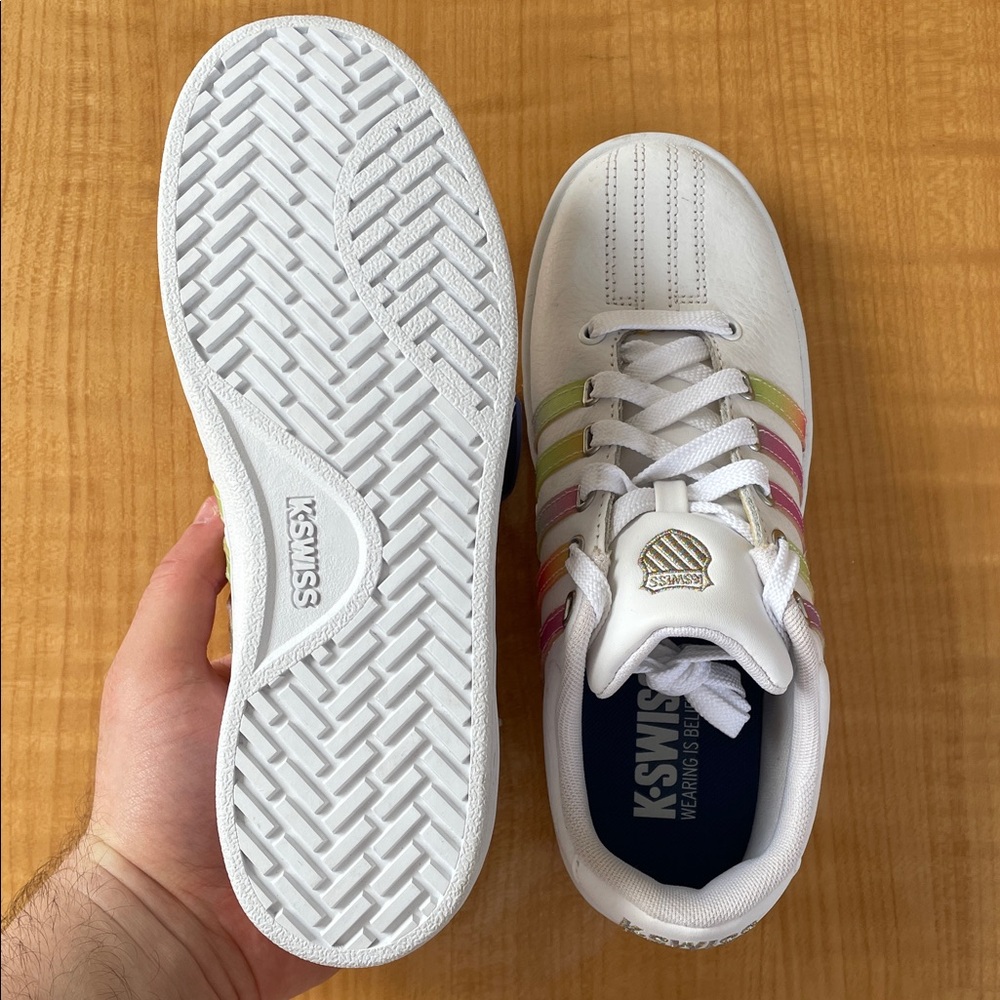 K-Swiss Women’s Tennis Shoes Size 6.5 White Color Striped - Picture 5 of 11